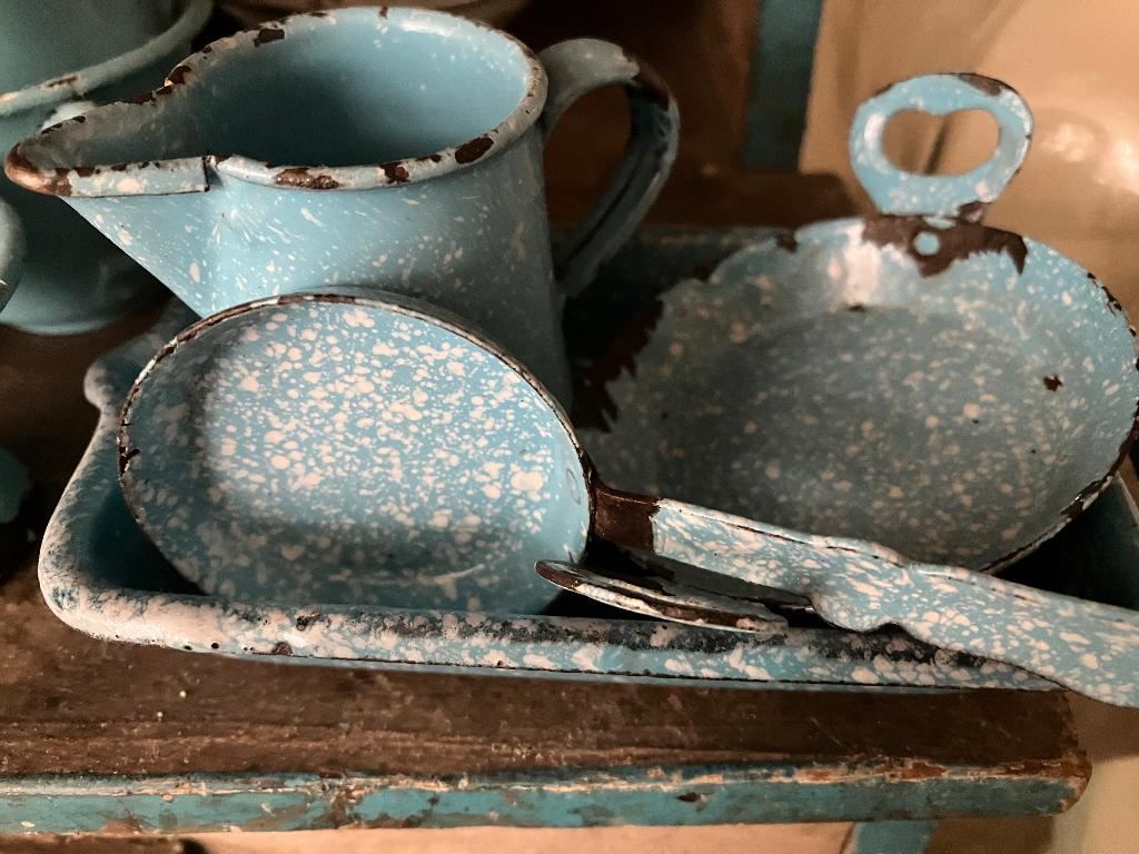 Blauw emaille kinder/poppen, Ophalen of Verzenden