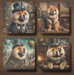 Chow Chow Steampunk Onderzetters met houder, Ophalen of Verzenden, Nieuw, Glas of Kopje
