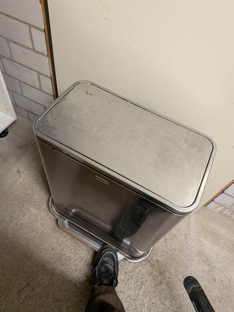 Simplehuman RVS Pedaalemmer 2x30L - Afvalscheiding, Ophalen of Verzenden, Grijs, Metaal