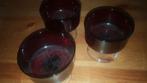 Rode cocktail glazen, 3 stuk, 10 cm, Huis en Inrichting, Keuken | Servies, Glas of Glazen, Gebruikt, Ophalen of Verzenden, Glas