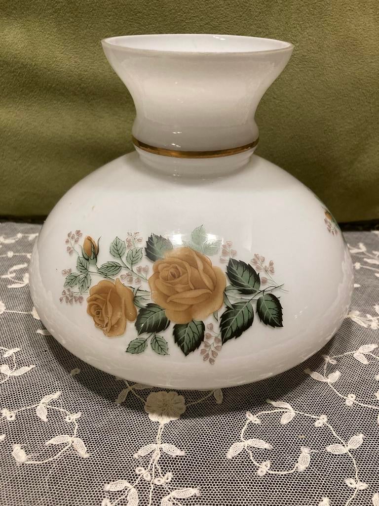 Vintage lampenkapje met rozen (200224), Ophalen of Verzenden, Gebruikt, Rond, Minder dan 25 cm