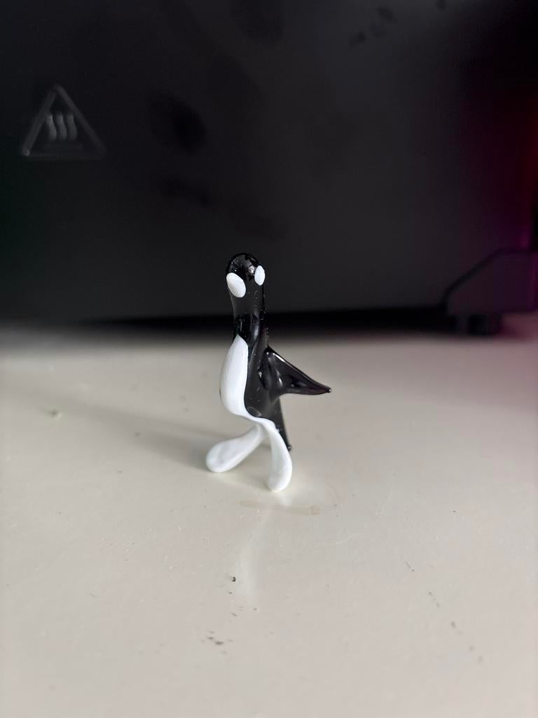 Murano Glazen Pinguïn Beeldje - Zwart Wit, 5 cm, Antiek en Kunst, Ophalen of Verzenden