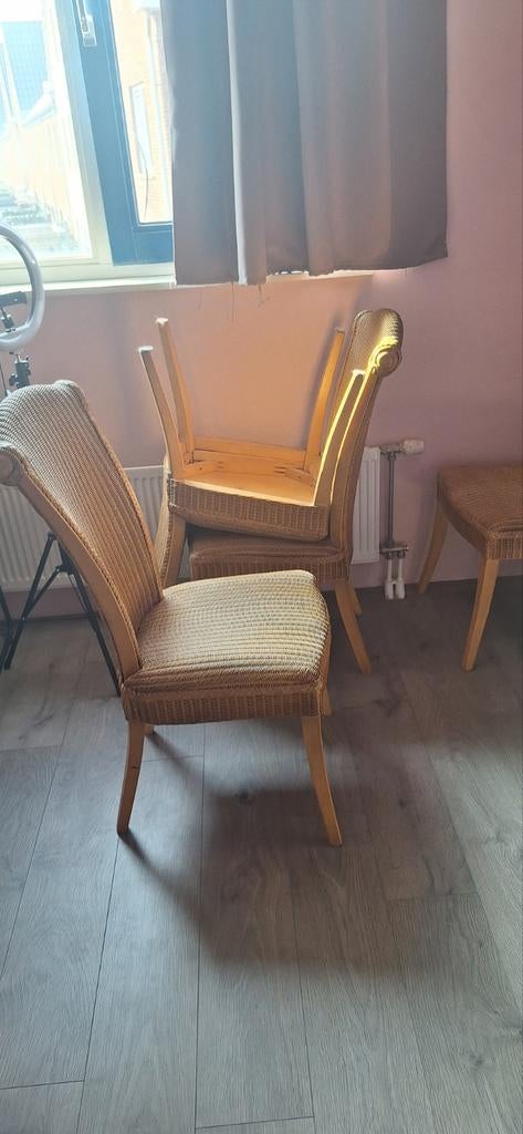 Lloyd loom stoelen 4 stuks, Ophalen, Gebruikt, Bruin, Riet of Rotan