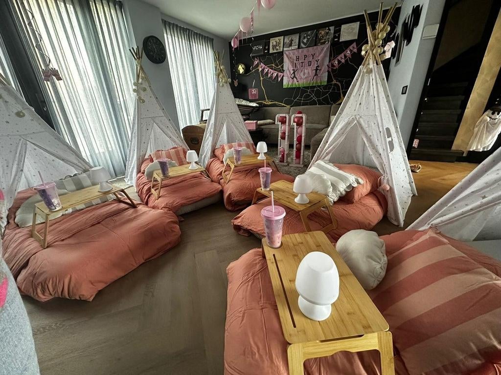 Tipi Slaapfeestje Bollenstreek | Verhuur vanaf € 15,-, Hobby en Vrije tijd, Feestartikelen | Verhuur, Nieuw, Verjaardag, Ophalen