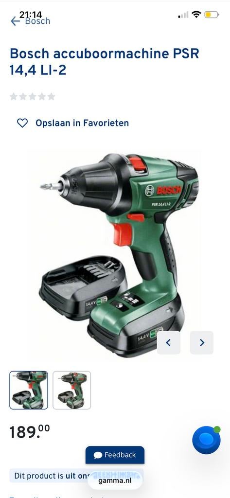 Bosch accuboormachine PSR 14,4 LI-2  +werkkoffer-toebehoren, Doe-het-zelf en Verbouw, Gereedschap | Boormachines, Ophalen of Verzenden