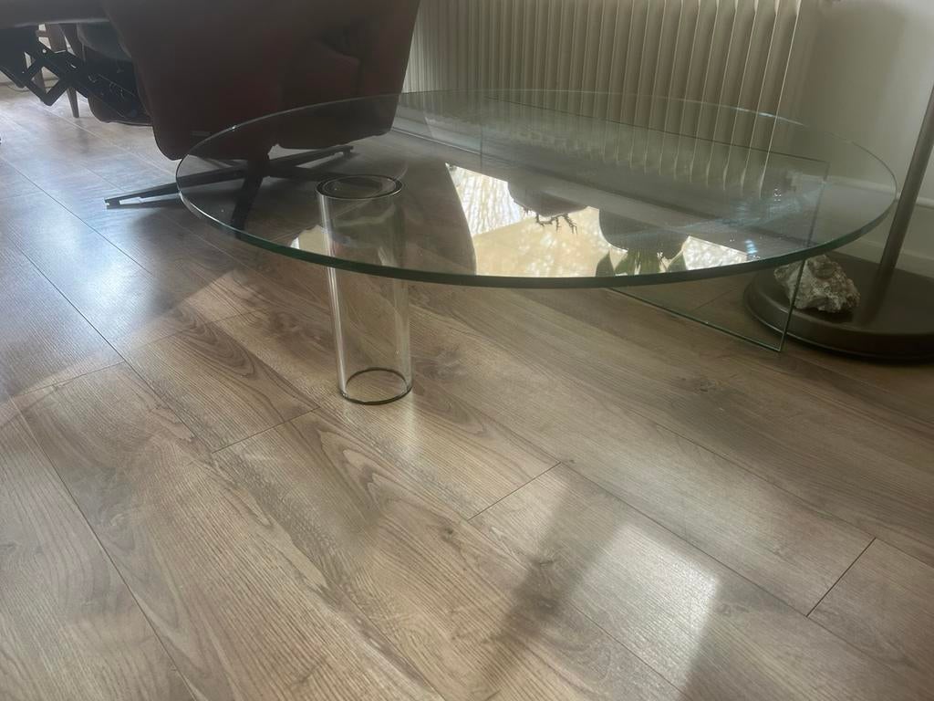 Glazen salontafel, Gebruikt, 50 tot 100 cm, Rond, Glas