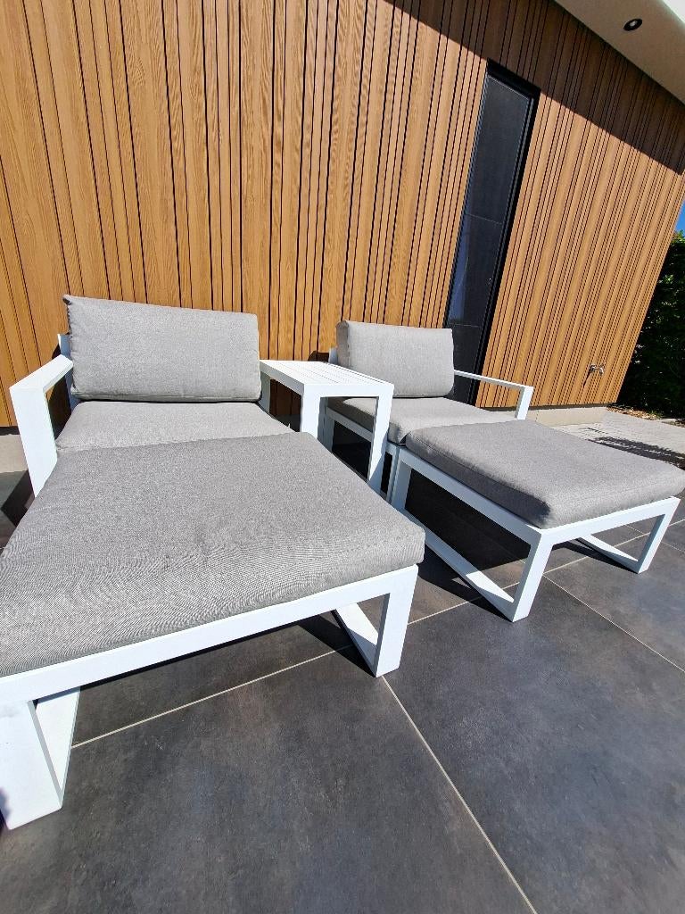 Modulaire loungeset - wit en modern, Ophalen, 4 zitplaatsen, Aluminium, Zo goed als nieuw