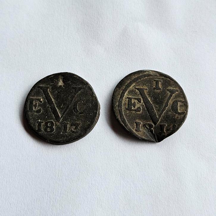 Javaanse Duiten 1813 & 1814, Postzegels en Munten, Munten | Nederland, Setje, Overige waardes, Vóór koninkrijk, Ophalen of Verzenden