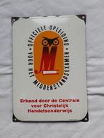 emaille bord bordje  met de wijze uil, Ophalen of Verzenden