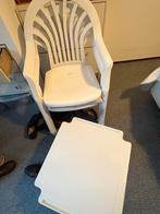 Witte kunststof tuinset: tafel met 2 stoelen, Kunststof, Gebruikt, Eettafel, Tuinset