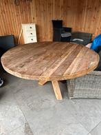 Ronde eettafel 150 cm onbehandeld teakhout, Huis en Inrichting, Tafels | Eettafels, Ophalen, Gebruikt, 100 tot 150 cm, Vijf personen of meer