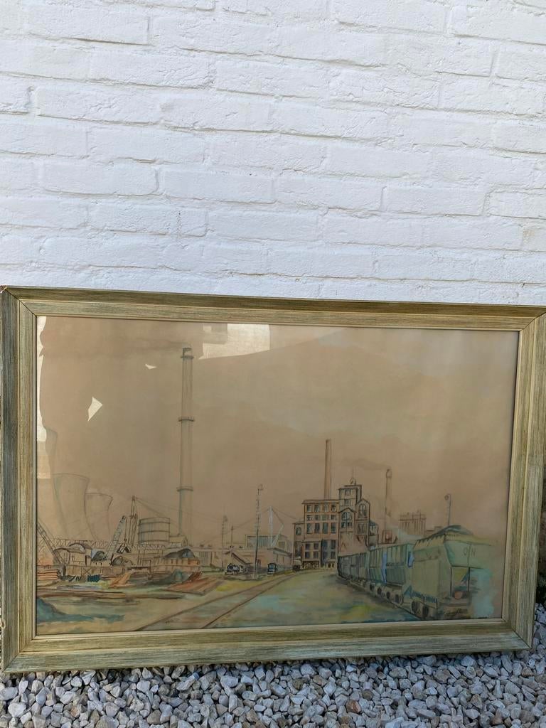 Aquarel Oranje Nassau Mijnen, gesigneerd, Ophalen