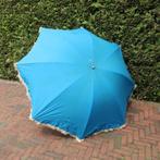 Parasol vintage wit blauw retro origineel diameter 166 cm, Gebruikt, Kantelbaar, Ophalen of Verzenden, 1 tot 2 meter