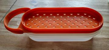 Tupperware raspaardje Oranje met opvangbak en deksel 21x9cm beschikbaar voor biedingen
