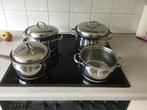 Pannenset en braadpan, Huis en Inrichting, Keuken | Potten en Pannen, Ophalen, Zo goed als nieuw, Rvs, Pannenset