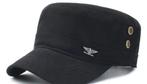 Zwarte katoen platte militaire pet. Wasbaar., Ophalen of Verzenden, Nieuw, One size fits all, Pet