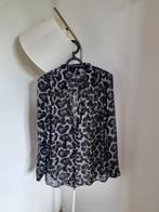 CRVD mt M zwarte satijnen blouse luipaardprint, Ophalen of Verzenden, Zo goed als nieuw, Zwart, Lange mouw