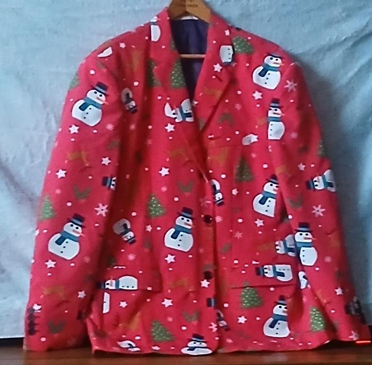 Kerst Colbert Jasje - Maat 60, Kleding | Heren, Kostuums en Colberts, Zo goed als nieuw, Overige maten, Rood, Ophalen of Verzenden