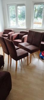 Complete Leren/Suède Sofa, lounge stoelen set met Poef!, Ophalen, 75 tot 100 cm