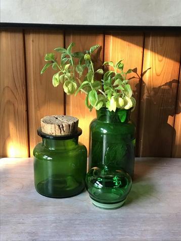 Groene Apothekerspotten opbergpotten - Vintage Set van 2 beschikbaar voor biedingen