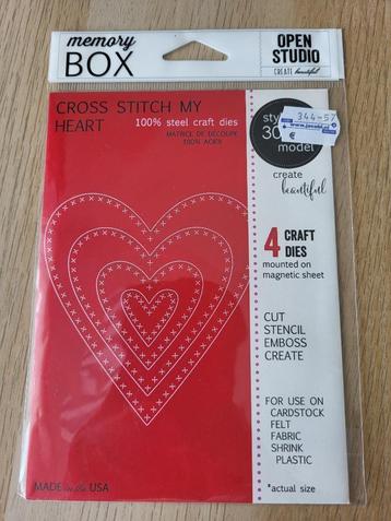 Memory Box Metal Dies Cross Stitch My Heart #30028 beschikbaar voor biedingen