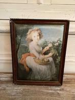 Oude franse zijde prent met lijst, Ophalen of Verzenden