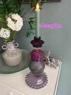 Upcycle Glaskandelaar Paars/Blauwgroen, Overige materialen, Gebruikt, Blauw, Ophalen of Verzenden