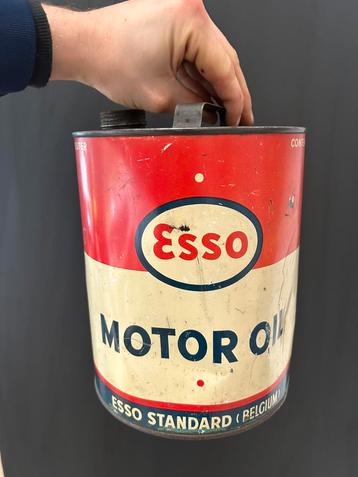 Olieblik olie blik oil can vintage esso motor oil vintage beschikbaar voor biedingen