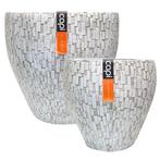 Capi Europe Bloempotten Wit Set van 2, Tuin en Terras, 25 tot 40 cm, Kunststof, Rond, Ophalen of Verzenden