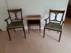 Antieke Louis XIV Stoelen Set met Tafeltje, Ophalen, Hout, Gebruikt, Twee
