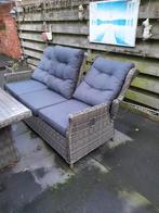 Tuinbank met verstelbare rugleuning en tafel, Tuin en Terras, Tuinsets en Loungesets, Ophalen, Gebruikt, 3 zitplaatsen, Bank