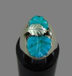 Prachtige ZUNI zilveren Lyolita Tsattie turquoise ring M17!, Met edelsteen, Gebruikt, Zilver, Dame of Heer