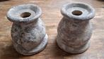 Prachtige, stenen kaarsenhouders van " Pot en mand"., Ophalen of Verzenden, Zo goed als nieuw, Overige materialen, Minder dan 25 cm