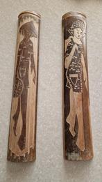 2 bamboe houtsnijwerk wand decoratie, Ophalen of Verzenden