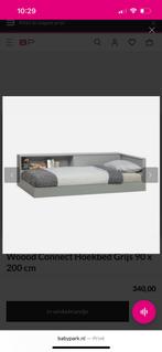 Bed woood, Ophalen, 85 tot 100 cm, Gebruikt, Lattenbodem