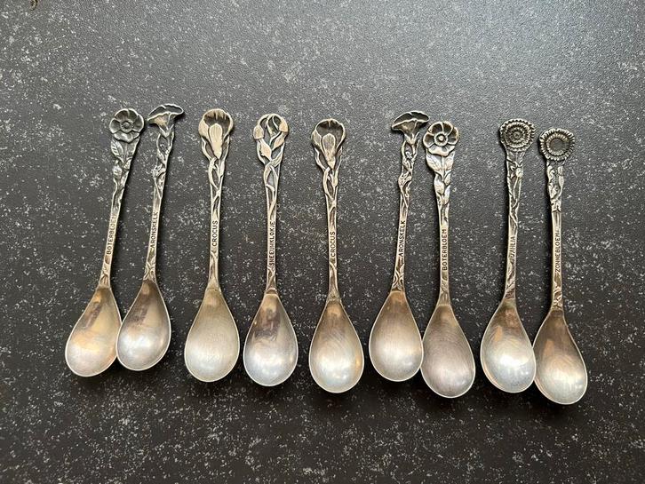 Zilverstad Pleet Lepeltjes - 9 Stuks, Antiek en Kunst, Antiek | Bestek, Ophalen of Verzenden