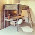 Steigerhouten hoogslaper met steigerbuis frame, Ophalen, Gebruikt, Hoogslaper