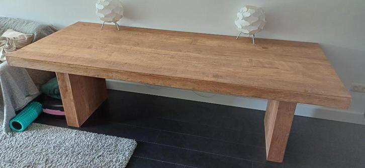 eettafel mangohout met verzetbare wanden, lees verder, Huis en Inrichting, Tafels | Eettafels, Zo goed als nieuw, 100 tot 150 cm