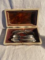 Schildpad lepeldoosje met Biedemeijer lepeltjes, Antiek en Kunst, Verzenden, Zilver