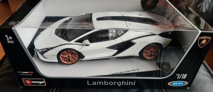 Bburago Lamborghini Sián FKP37 2019 wit 1:18 nieuw in doos, Hobby en Vrije tijd, Modelauto's | 1:18, Nieuw, Auto, Bburago, Ophalen of Verzenden