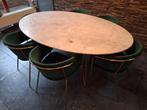 6 eettafelstoelen groen fluweel, gouden poten (totaalprijs!), Gebruikt, Overige kleuren, Stof, Vijf, Zes of meer stoelen