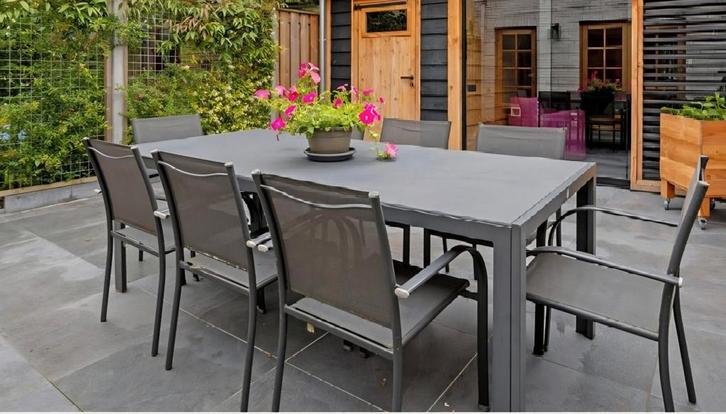 Mooie grote tuintafel, Tuin en Terras, Tuintafels, Gebruikt, Rechthoekig, Metaal, Ophalen