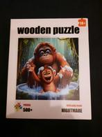 Houten puzzel Aap met jong, Ophalen, Minder dan 500 stukjes, Zo goed als nieuw, Legpuzzel