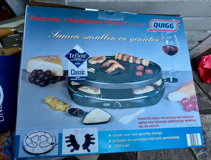 Quigg Tristar Gourmet-/Racletteset "2-in-1", Witgoed en Apparatuur, Gourmetstellen, Zo goed als nieuw, 4 t/m 7 personen, Ophalen of Verzenden