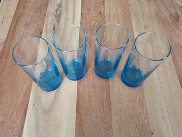 Longdrink Glazen 4x met blauwe bodem beschikbaar voor biedingen