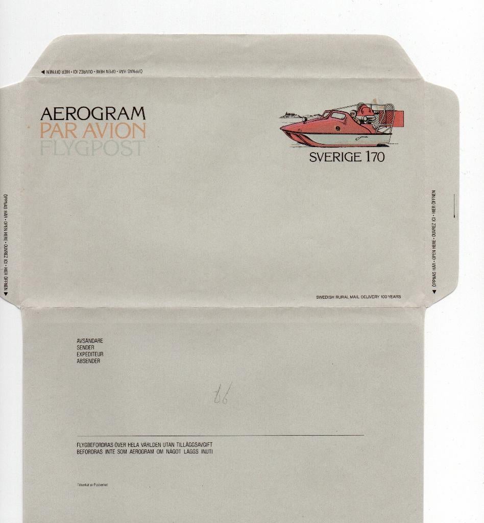 Zweden. Luchtpostbrief-Aerogram. 170.  **, Ophalen of Verzenden, Brief