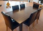 Mooie tafel met 6 (leren) stoelen. Kan ook appart!, Huis en Inrichting, Tafels | Eettafels, 50 tot 100 cm, Grenenhout, 150 tot 200 cm