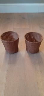 Vintage rotan bloempotten, Overige materialen, Rond, Ophalen of Verzenden, Minder dan 40 cm