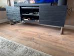 Houten televisiemeubel, zwarte beits, Ophalen, Zo goed als nieuw, 25 tot 50 cm, Minder dan 100 cm