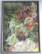 Mooi schilderij kleuren collage aquarel onder glas., Ophalen
